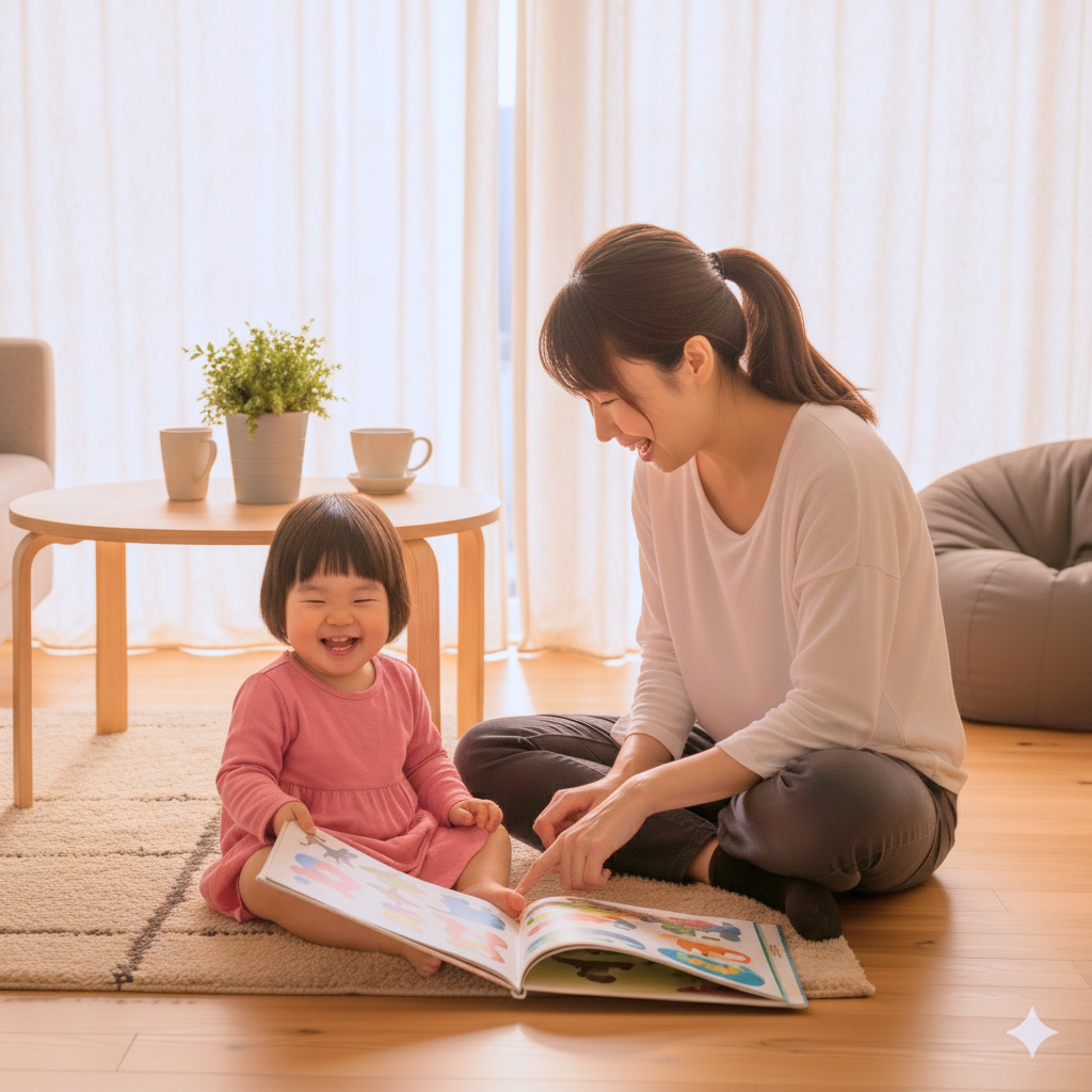 育休明けでお母さまが復職。
保育園の下校時間にナニーがお迎え。生活リズムを整えながら、英語の歌や絵本で楽しく過ごしています。