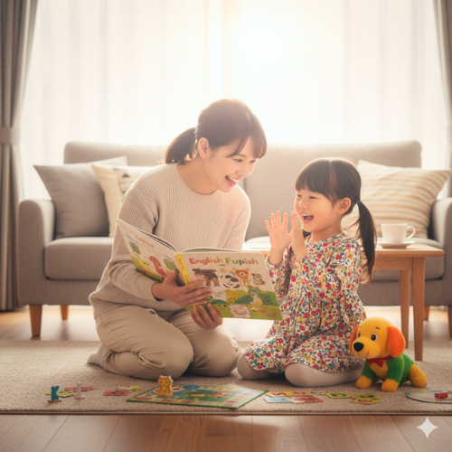 共働きで、幼稚園から帰宅した後の見守りと英語学習が課題でした。
ナニーは、ご自宅での英語での読み聞かせや歌、ゲームを通して、楽しみながら英語に触れる時間を提供。